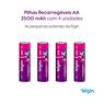 Pilha Recarregável Aa 2500mah Elgin
