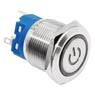 Botão On Off 19mm Prata 220v 3a Com Led Azul 12v Storm