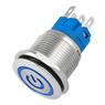 Botão Push-button 19mm Prata 220v 3a C/ Led Azul 12v Storm