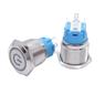 Botão Push-button 19mm Prata 220v 3a C/ Led Azul 12v Storm