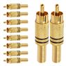 Conector Linha Rca Macho Metal Gold Preto Storm 10 Unidades