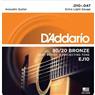 Encordoamento Violão Aço .010-.047 80/20 Bronze EJ10-B D Addario Com Corda Extra PL010