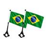 Kit 2 Bandeiras do Brasil para Moto e Bike Poliéster e Plástico Pequena 29x20cm