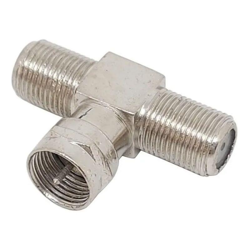 Kit 5 Conectores Adaptador Coaxial Tipo T Fêmea x Macho