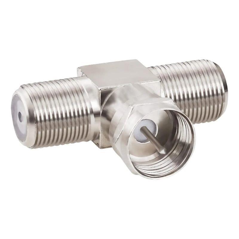Kit 5 Adaptadores Divisor Coaxial Tipo F 1 Macho x 2 Fêmeas