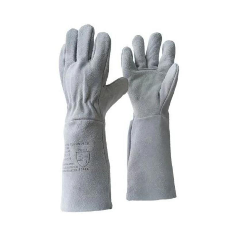 Luva Raspa com Punho 20cm Carbografite Tamanho 9 CA20040 Cinza