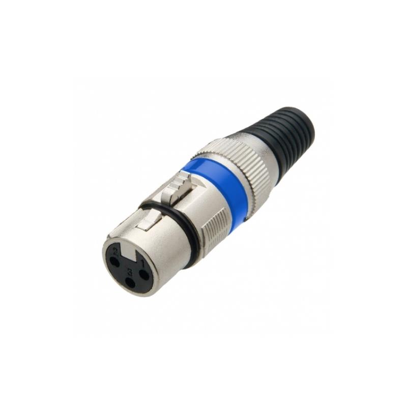 Conector Plug XLR Cannon Fêmea Metal 3 Vias com Rosca