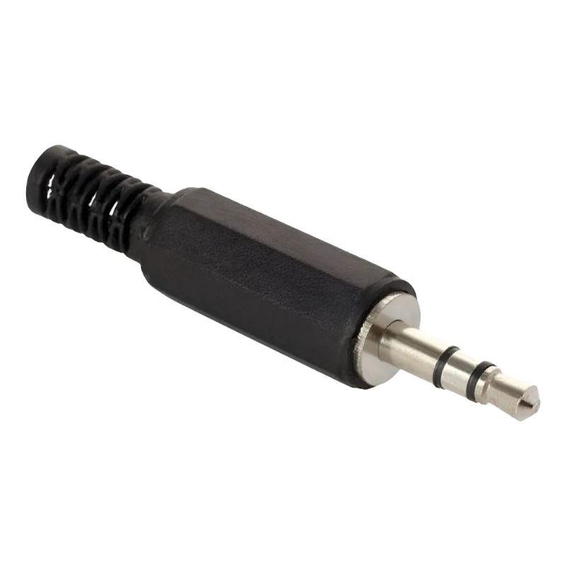 Kit 10 Conectores Plug P2 Macho Preto - 10 Unidades