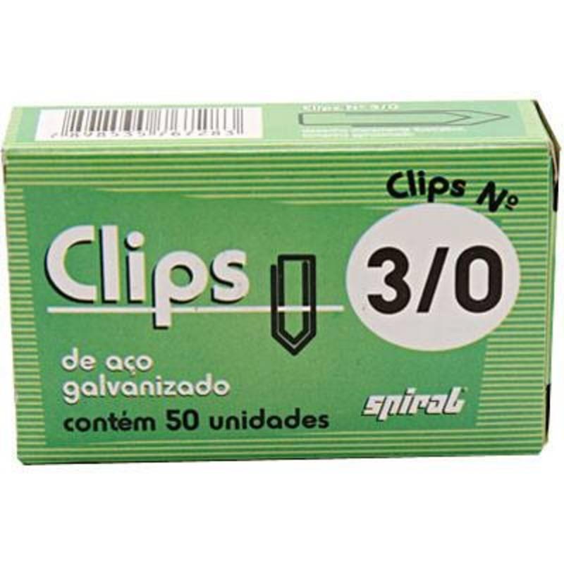 Caixa Clips Número 3/0 Galvanizado Spiral - 50 Unidades