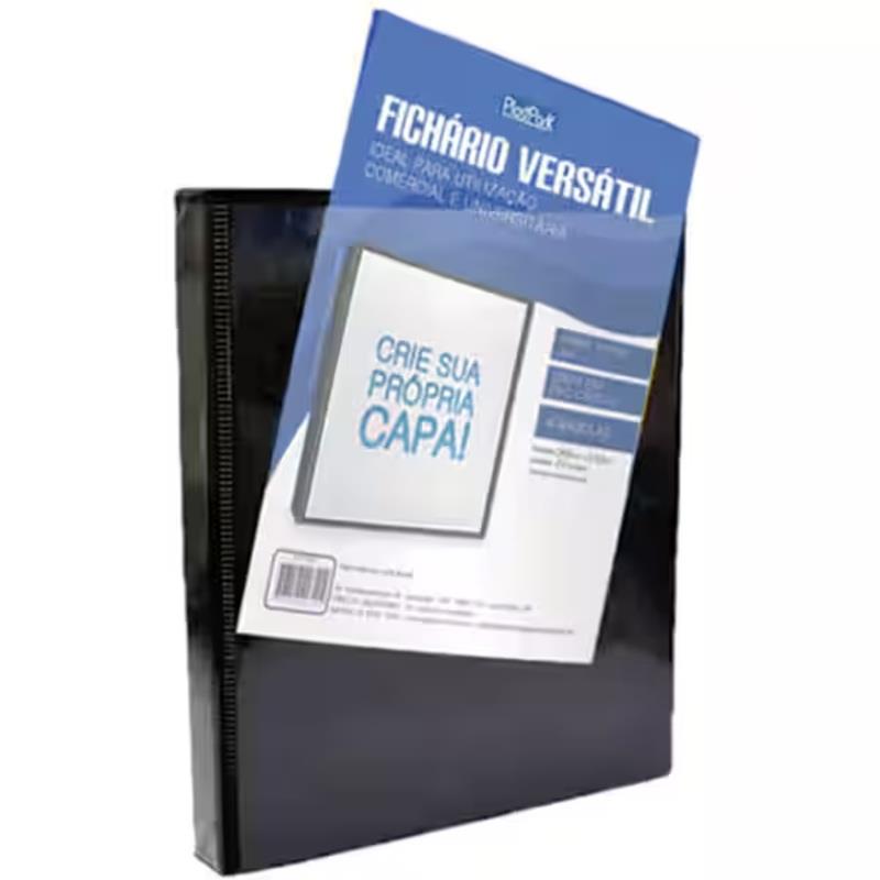 Fichário 4 Argolas PVC A4 Lombada 4.0 Preto 320 Plastpark