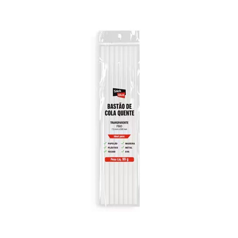 Refil de Cola Quente Fina Transparente Stick Glue 99g - 8 Unidades