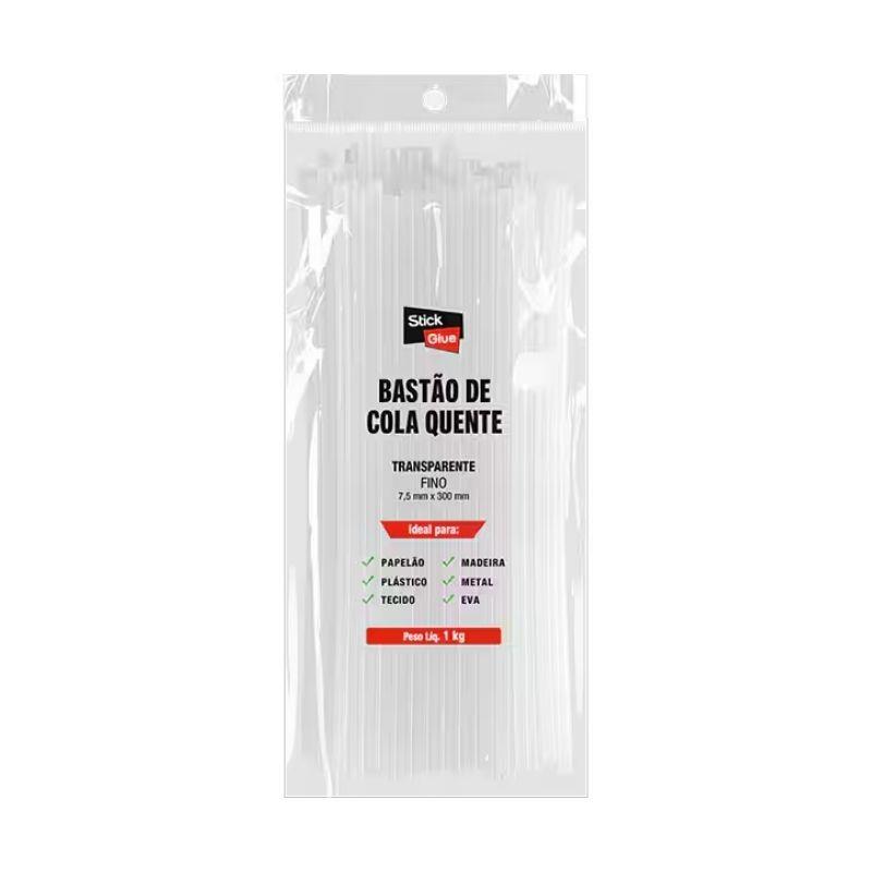 Refil de Cola Quente Fina Transparente Stick Glue 1kg - 76 Unidades