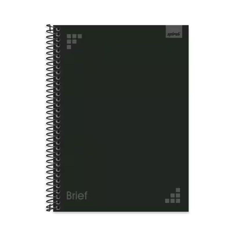 Caderno Capa Dura 1X1 Espiral 80 Folhas Brief Preto Spiral