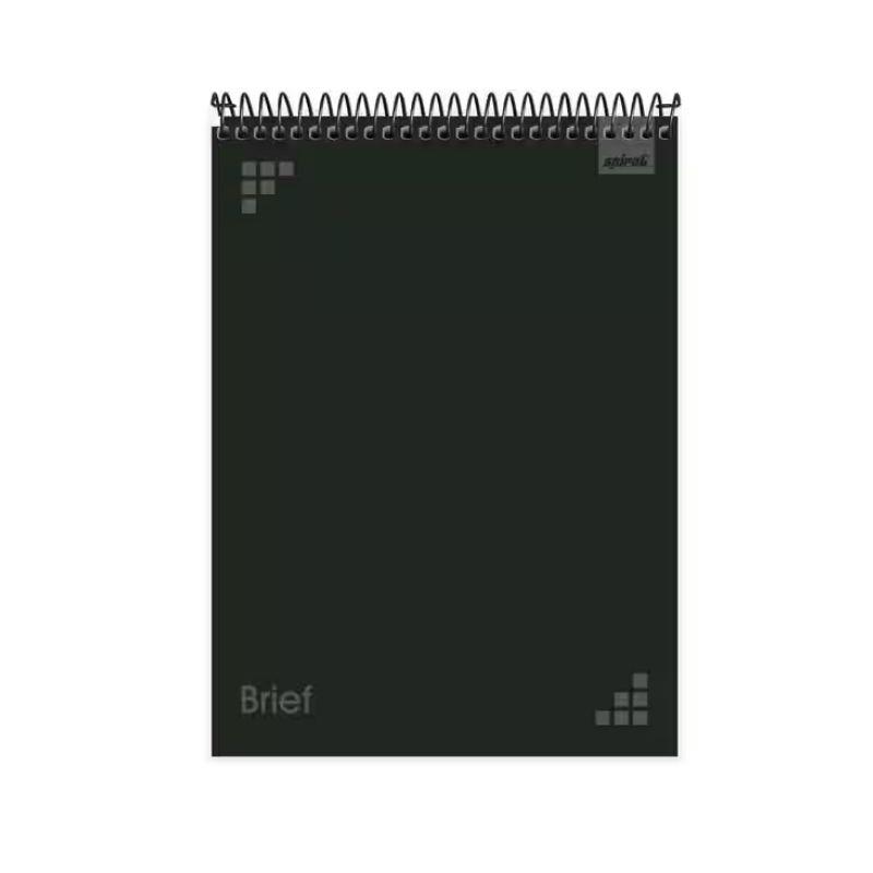 Caderno Capa Dura 1X1 Espiral Superior 80 Folhas Brief Preto Spiral