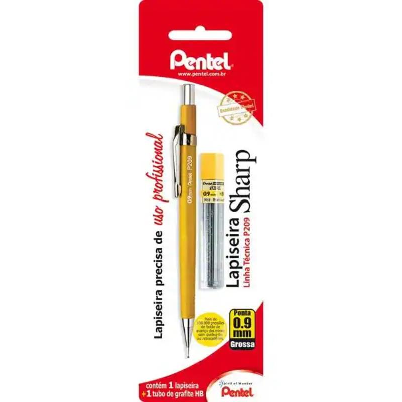 Kit Lapiseira 0.9mm Amarela + 1 Tubo de Grafite SM-P209-GM6 Pentel