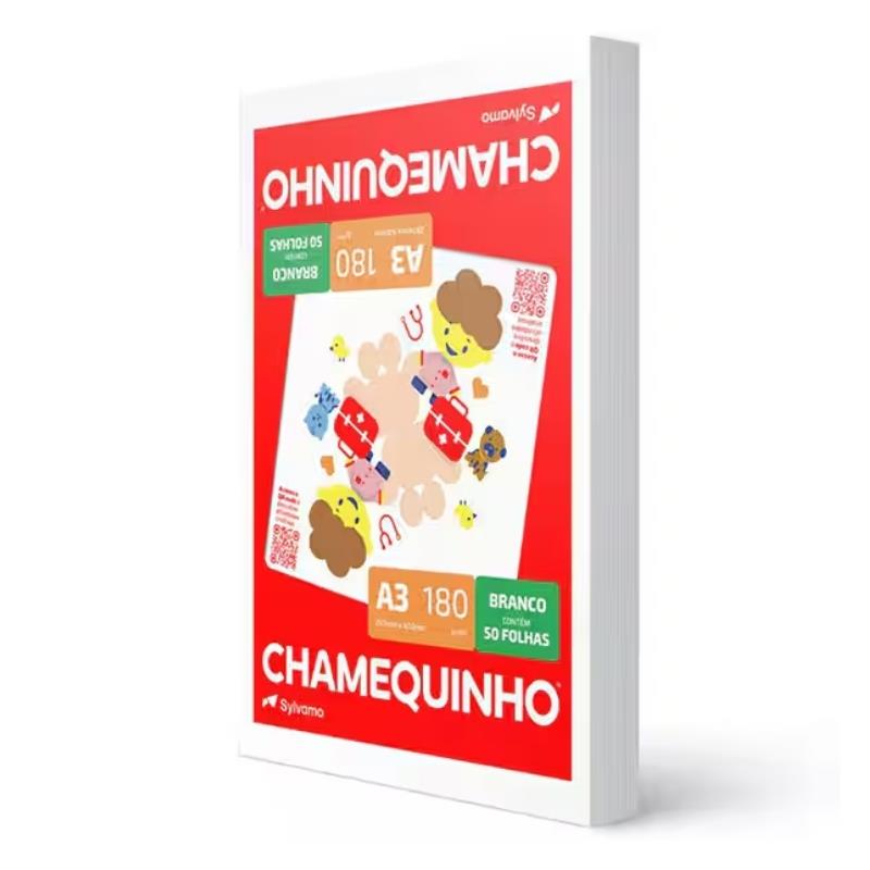 Papel Sulfite Chamequinho Premium Branco A3 180g 297x420mm Alta Qualidade - 50 Folhas