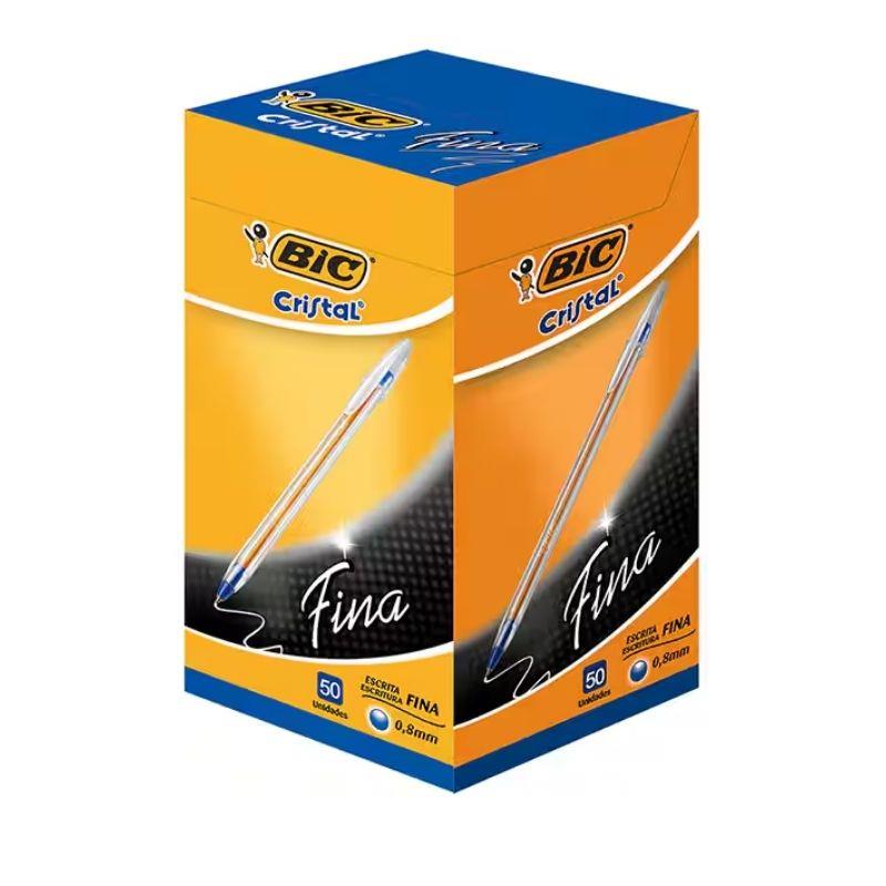 Caixa Caneta Esferográfica BIC Escrita Fina Cristal Precisão e Suavidade  - 50 Unidades