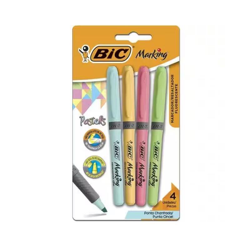 Kit 4 Marca Texto Cores Pastéis Marking BIC - 4 Unidades