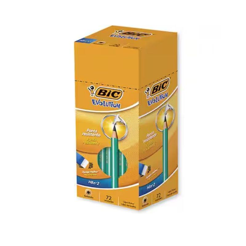 Caixa Lápis Preto BIC Evolution Corpo Verde Redondo Grafite HB2 840644 - 72 Unidades