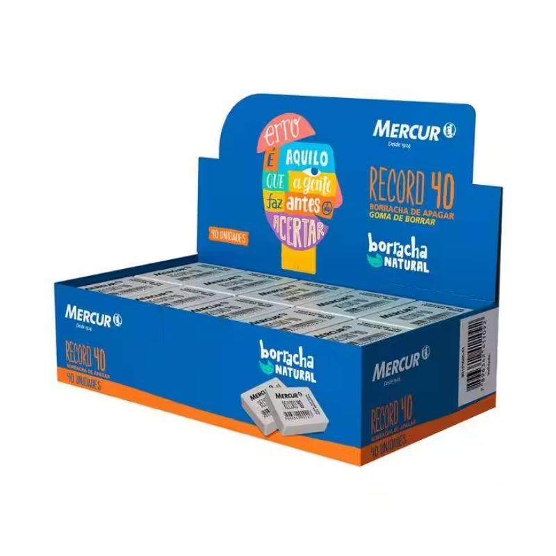 Caixa Borracha Branca Escolar Record 40 Mercur - 40 Unidades