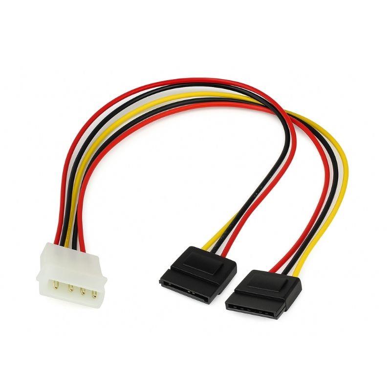Par Cabos Adaptador Energia Dual Molex 4 Pinos para Dual SATA - 2 Unidades