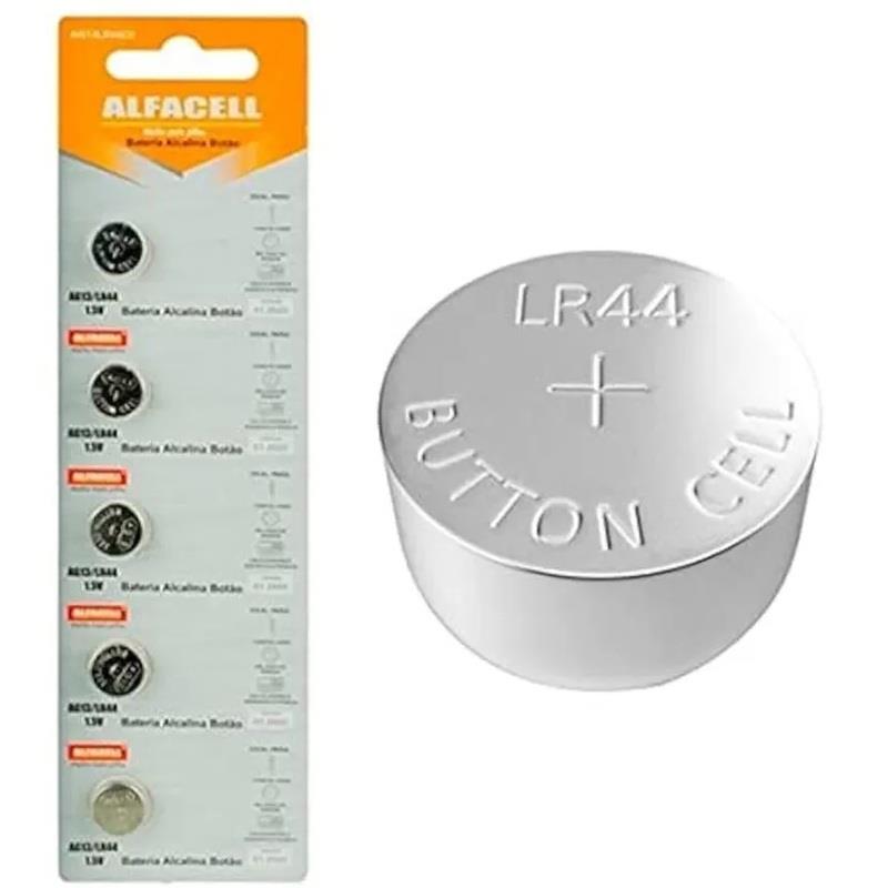 Cartela Baterias LR44 Alcalina Alfacell - 5 Unidades