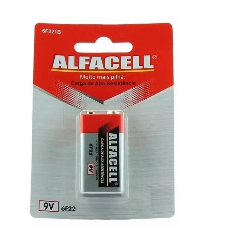 Pilha 9V 6F22 Alfacell - 1 Unidade