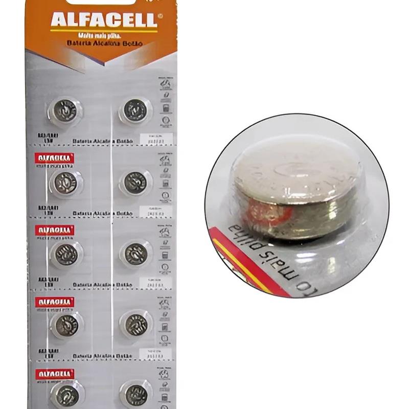 Cartela Bateria Alcalina AG3/LR41 1,5V Alfacell - 10 Unidades