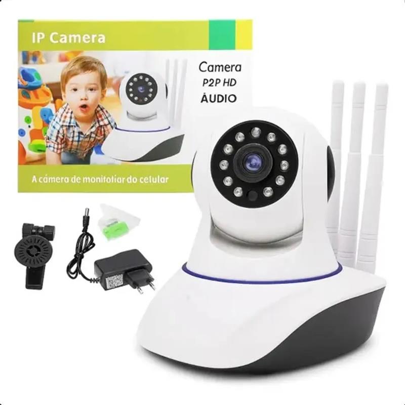 Câmera IP de Segurança Interna P2P HD com Áudio monitoramento via Smarphone Wifi  360º  Branco