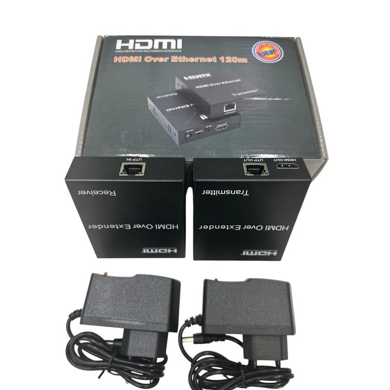 Extensor HDMI 120m  Cat5/Cat6 com Conversor Rj45