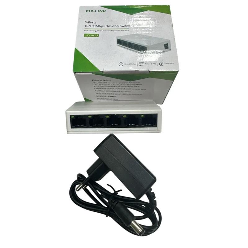 Adaptador Switch Rj45 100Mps LV-SW05 5x1 Via Cabo
