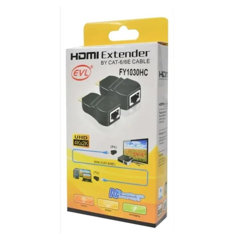 Extensor HDMI UHD 4k 2k com Conexão Rj45 Cat6e Cat6 FY1030HC EVL 30m