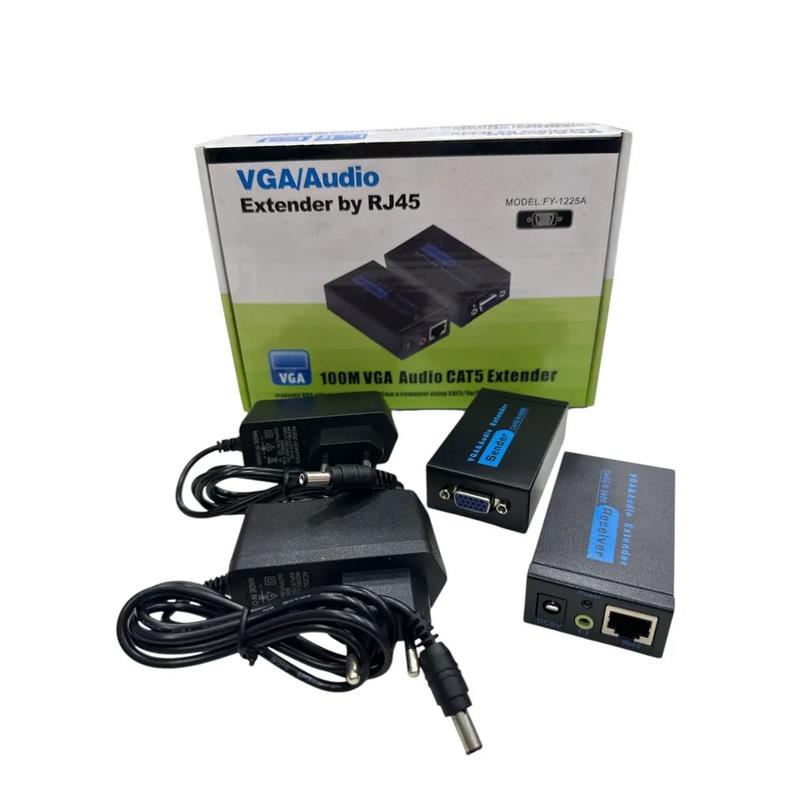 Extensor Áudio VGA com Conexão Rj45 Cat5 Cat5e Cat6 FY1225A 100m
