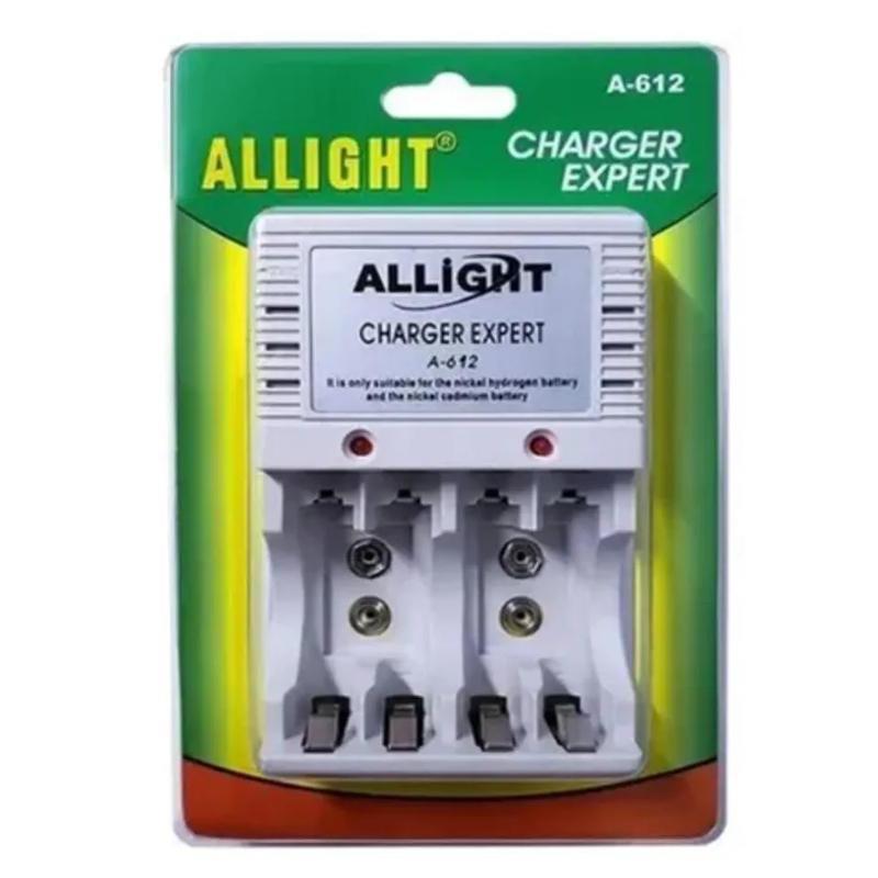 Carregador de Pilhas Expert Charger A612 Allight Compatível Pilhas Recarregáveis AA, AAA e Baterias 9V Bivolt