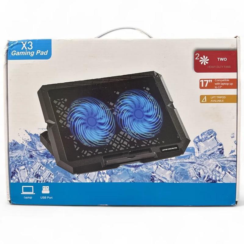 Base de Resfriamento Cooler para Notebook X3 Gaming Pad com 2 Ventiladores Compatível com Notebooks até 17 polegadas Conector USB