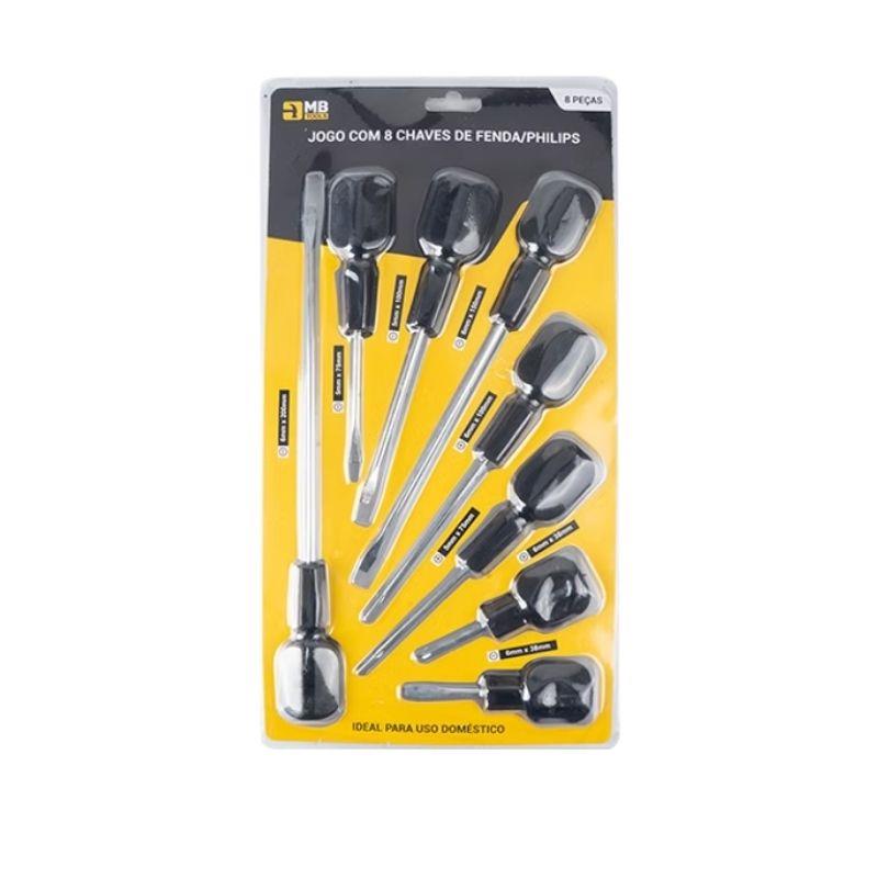 Conjunto 8 Chaves de Fenda e Phillips GB59076 MB Tools - 8 peças