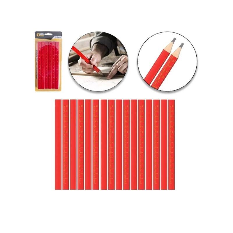 Conjunto Lápis Marceneiro 18cm GB59209 MB Tools - 12 Unidades