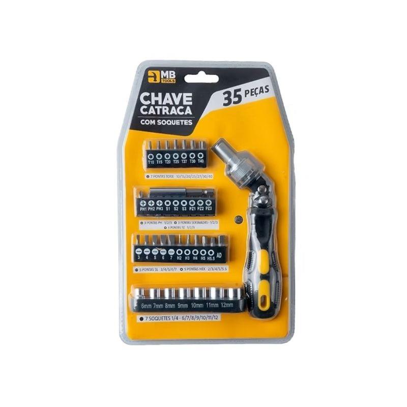 Conjunto Chave Catraca com Soquete GB59191 MB Tools - 35 Peças