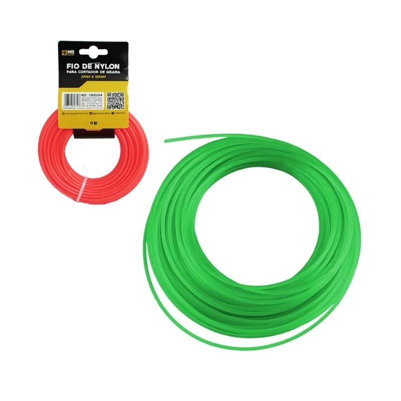 Rolo Fio de Nylon para Aparador de Grama 3mm x 15m GB59304 MB Tools - Cor Sortida