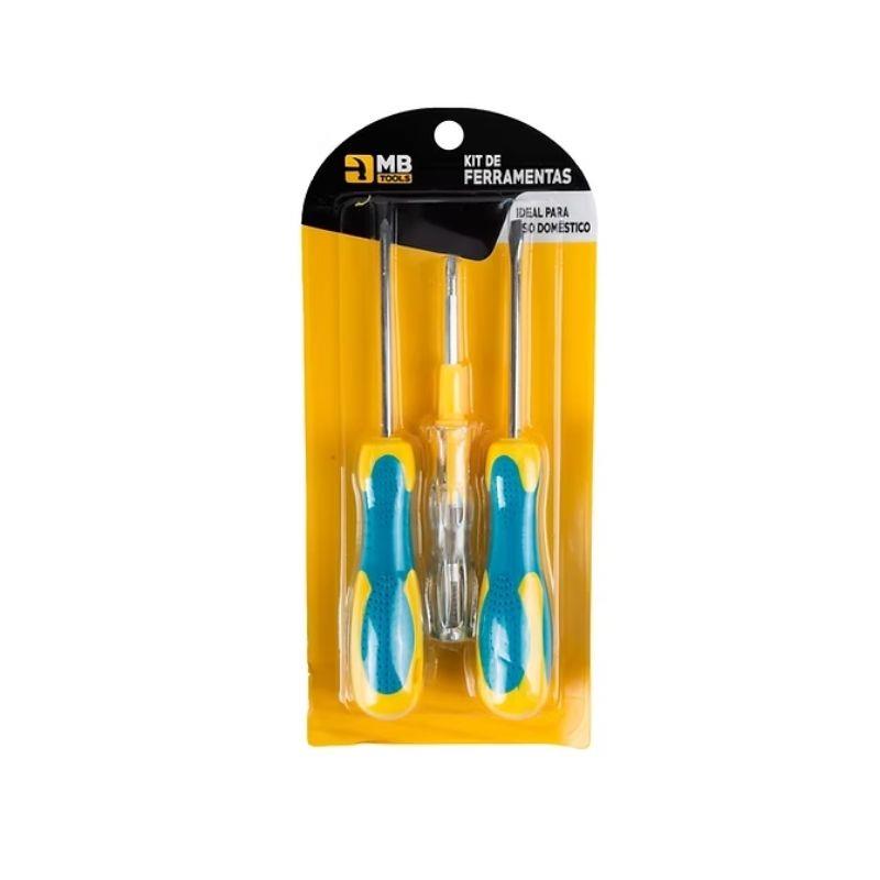 Conjunto de Ferramentas Testador Eletrecidade, Chave de Fenda e Phillips GB59173 MB Tools - 3 Peças