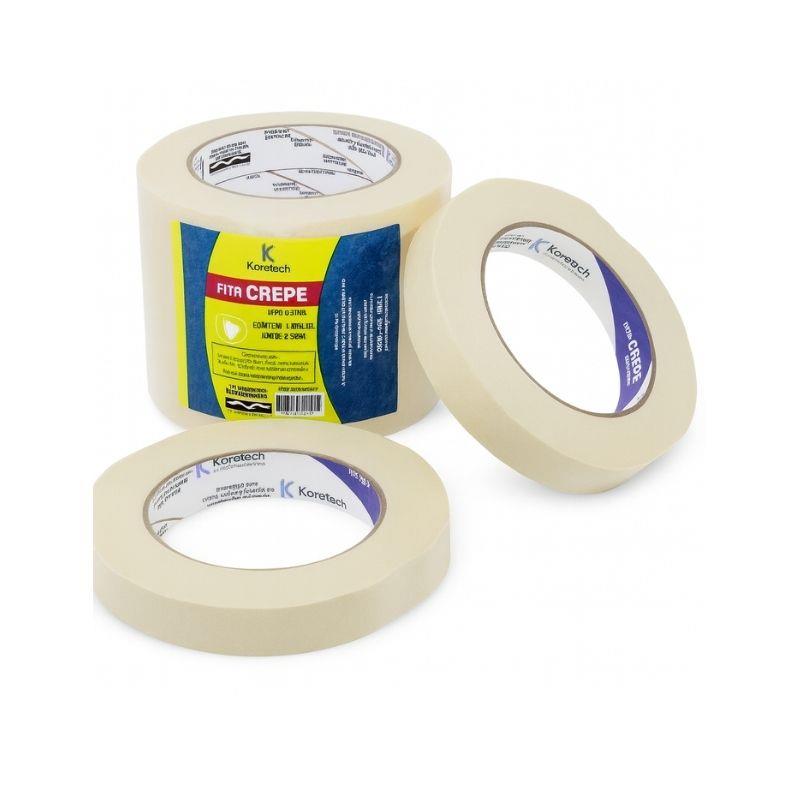 Kit 5 Rolos Fita Crepe 18mm x 50m Koretech - 5 Unidades