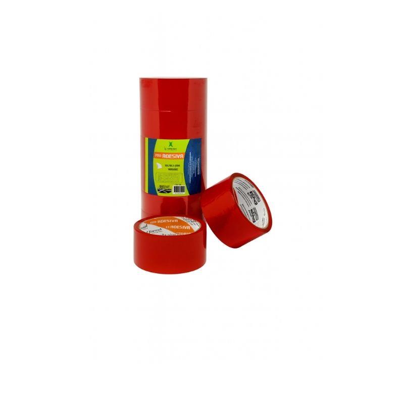 Kit 5 Rolos Fita Adesiva Vermelho 45mm x 40m Koretech - 5 Unidades