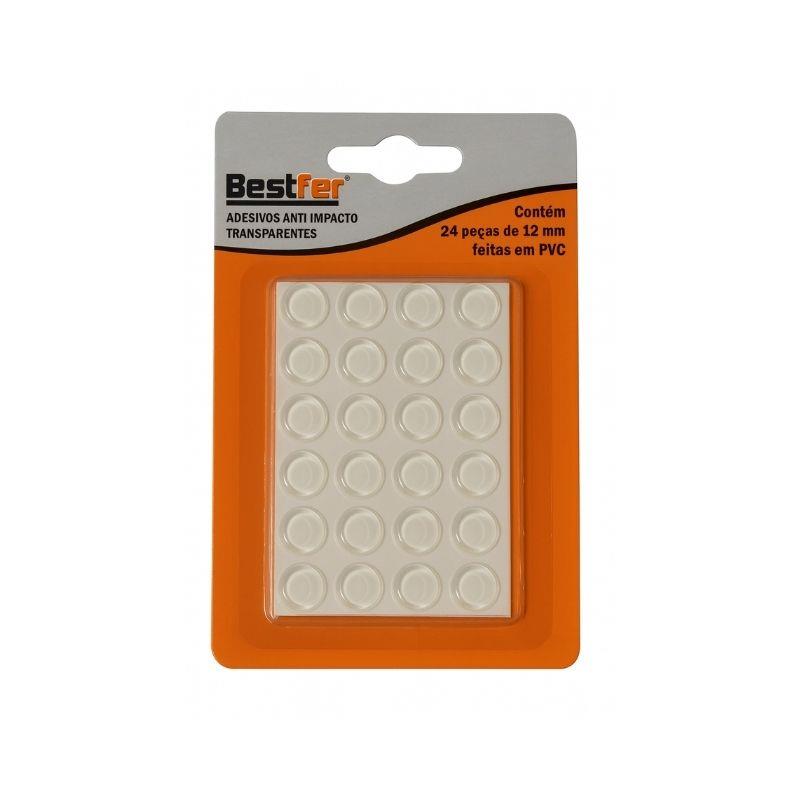 Cartela Adesivo Anti Impacto Redondo Silicone Transparente 12mm - 24 Unidades