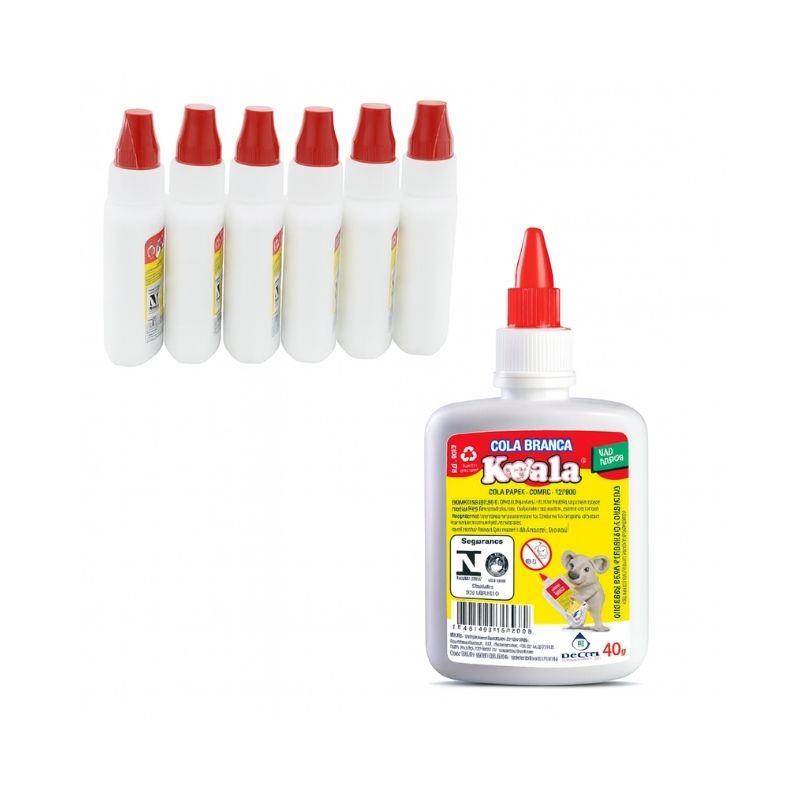 Kit 6 Colas Escolar Branca Koala Delta 40g - 6 Unidades