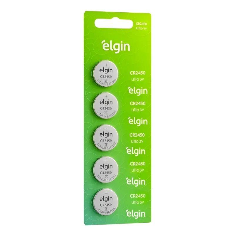 Cartela Bateria de Lítio 3V CR2450 Elgin - 5 Unidades