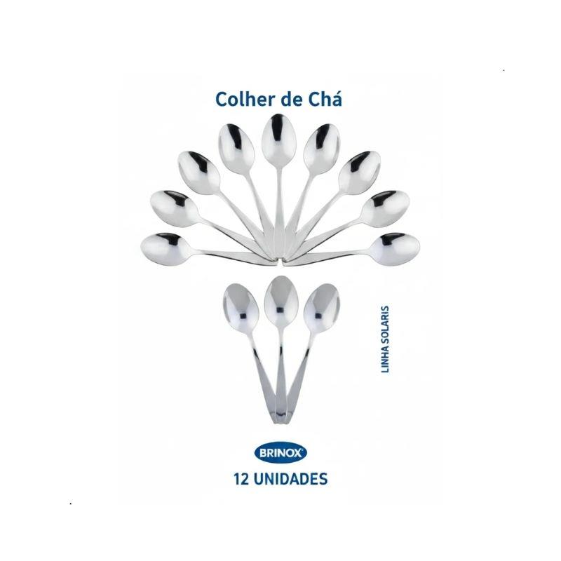 Kit 12 Colheres de Chá Inox Solaris Brinox - 12 Unidades