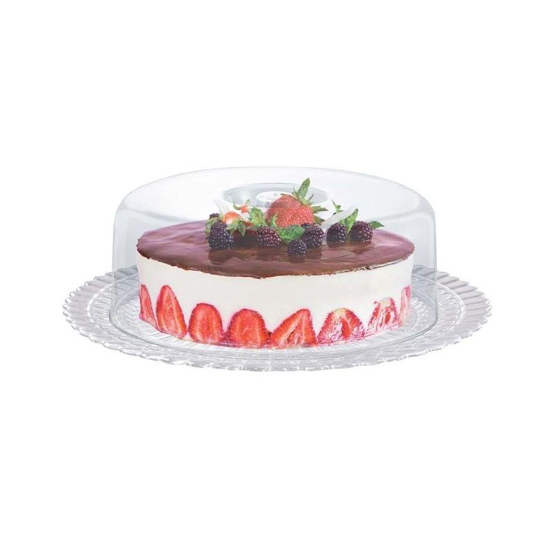 Boleira Redonda Prato Vidro e Tampa Acrilica Ruvolo 32cm