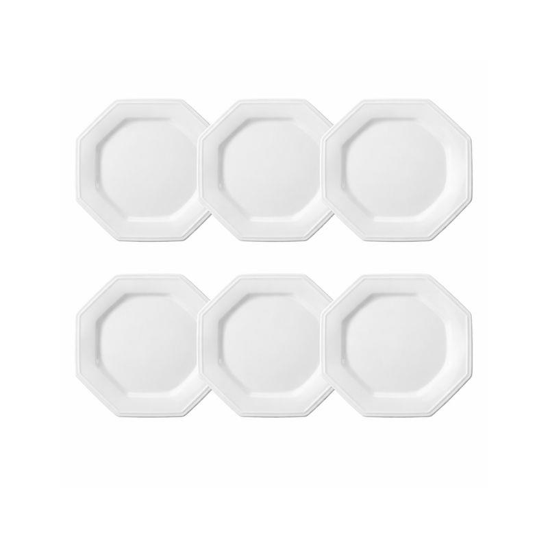 Kit 6 Pratos Rasos Prisma Porcelana 1a Linha Schmidt Branco - 6 Unidades