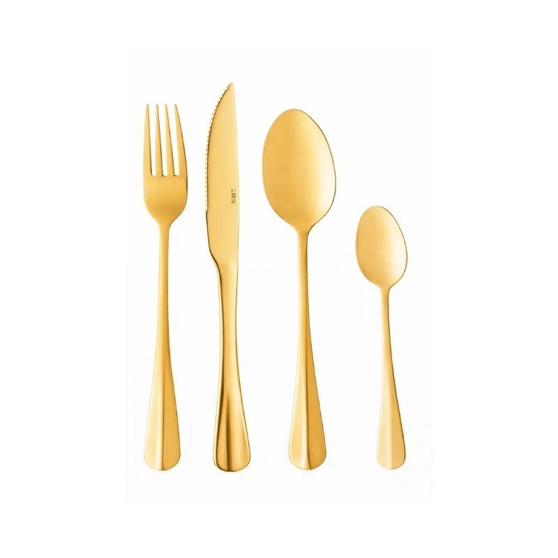 Faqueiro Aço Inox Dourado Lyor Positano - 24 Peças