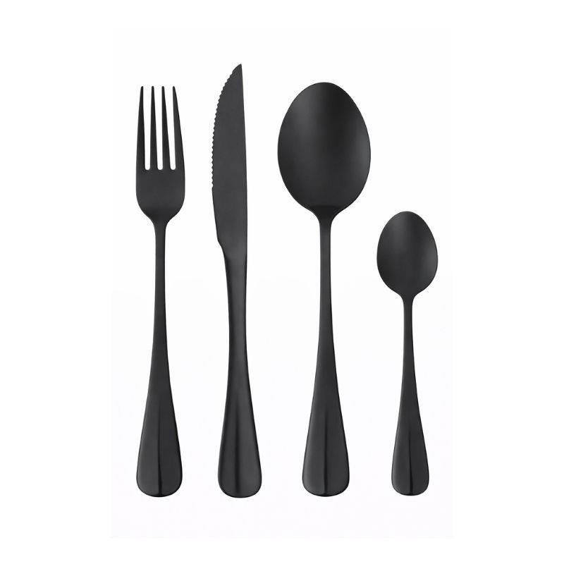 Faqueiro Aço Inox Preto Lyor Positano - 24 Peças